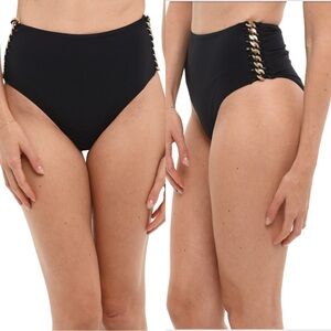 NWT STELLA MCCARTNEY High Waist Falabella Swim Bottom w/Decorative Side Chain S